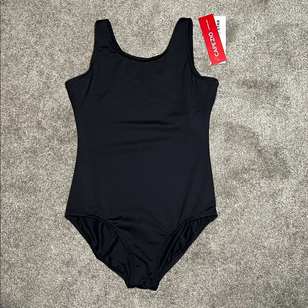 NWT Capezio Future Star Girls Tank Leotard Black Large